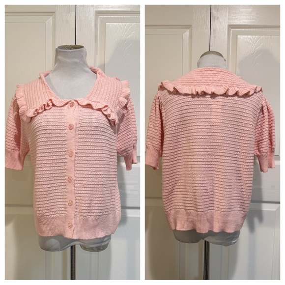 NWT! Anthropologie The Ainsley Ruffle-Collar Cardigan Sweater by Self Contrast - Picture 3 of 8